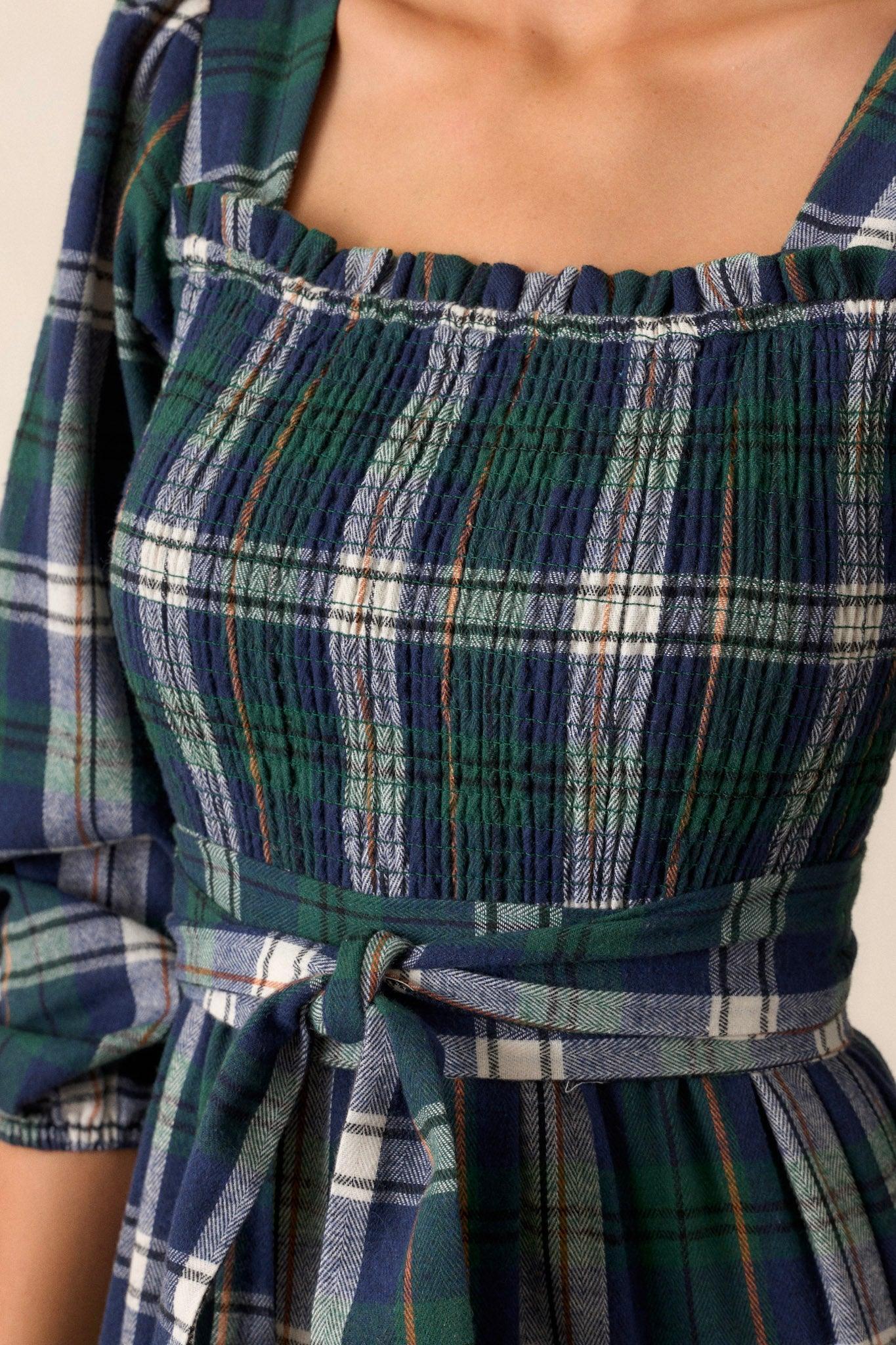 Sweet Sentiments Forest Green Plaid Maxi Dress Product Image