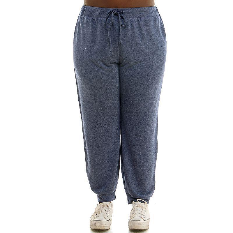 Plus Size Nina Leonard Drawstring Lounge Pants, Womens Blue Product Image