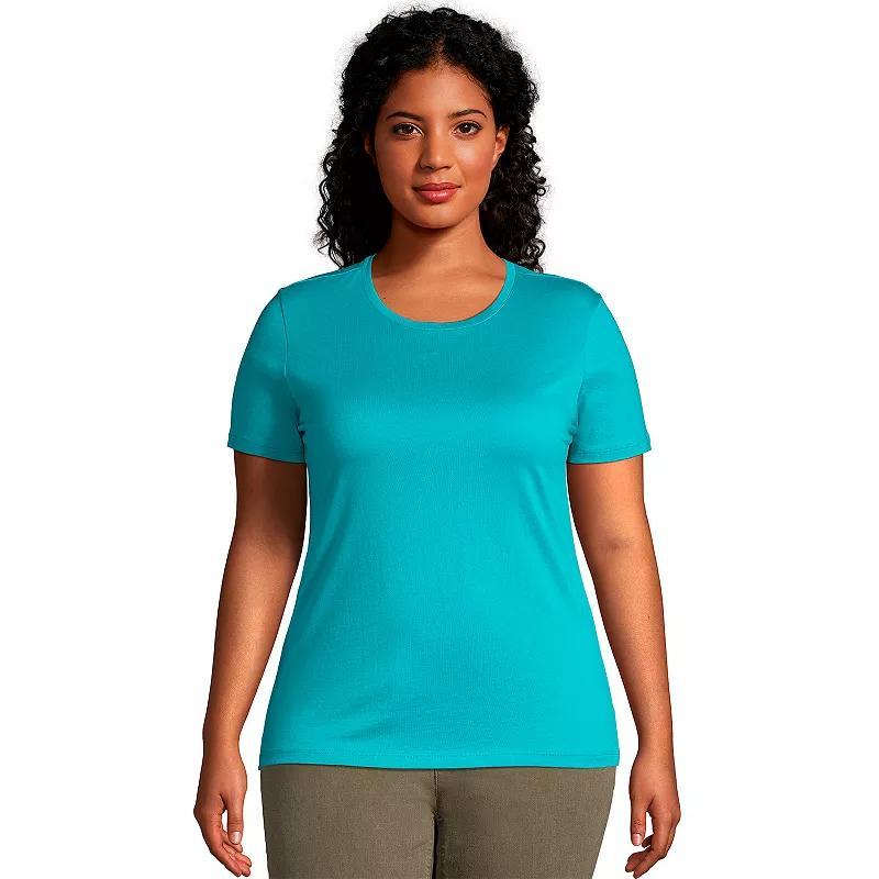 Plus Size Lands End Relaxed Supima Cotton Crewneck Tee, Womens Mint Ivory Product Image