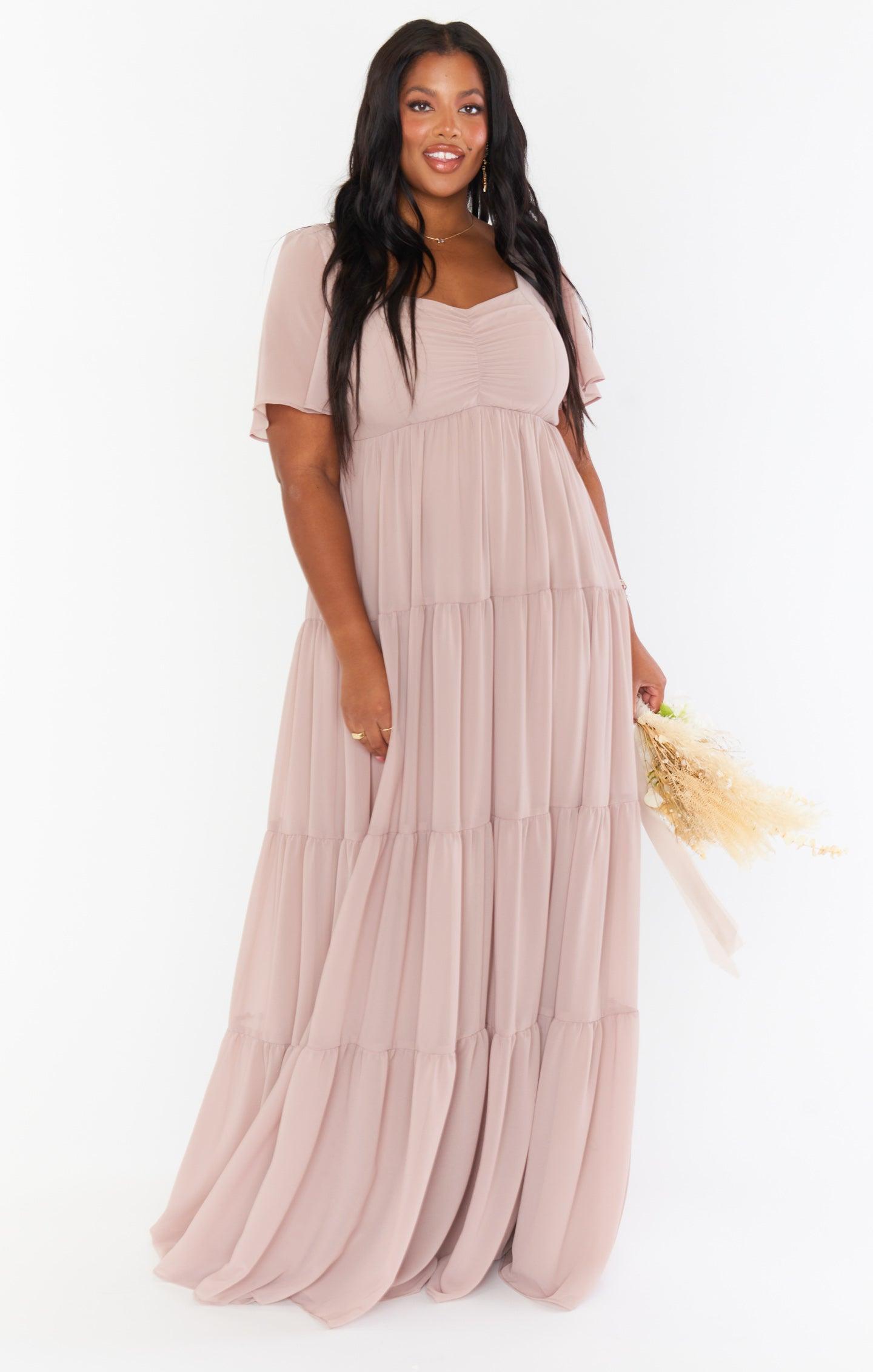 Nicole Maxi Dress ~ Soft Beige Chiffon Product Image