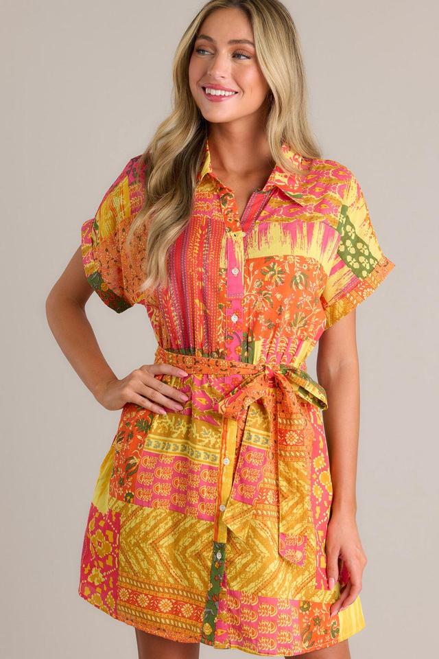 Sunset Paintings 100% Cotton Orange Multi Mini Dress Product Image