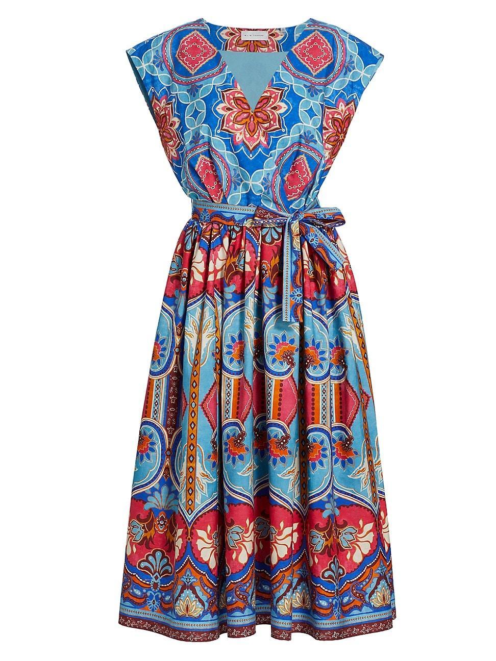 Womens Adeline Tapestry Floral Cotton Midi-Dress Product Image