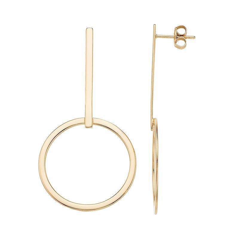 Kohl's Sterling Silver Bar Hoop Drop Earrings, Women's, Gold - Size: One Size Product Image