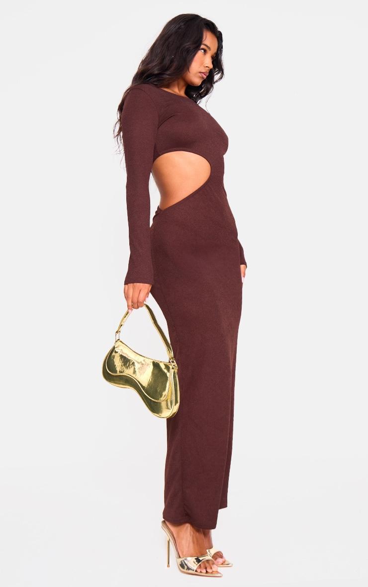 Chocolate  Long Sleeve Cut Out Maxi Dress Product Image