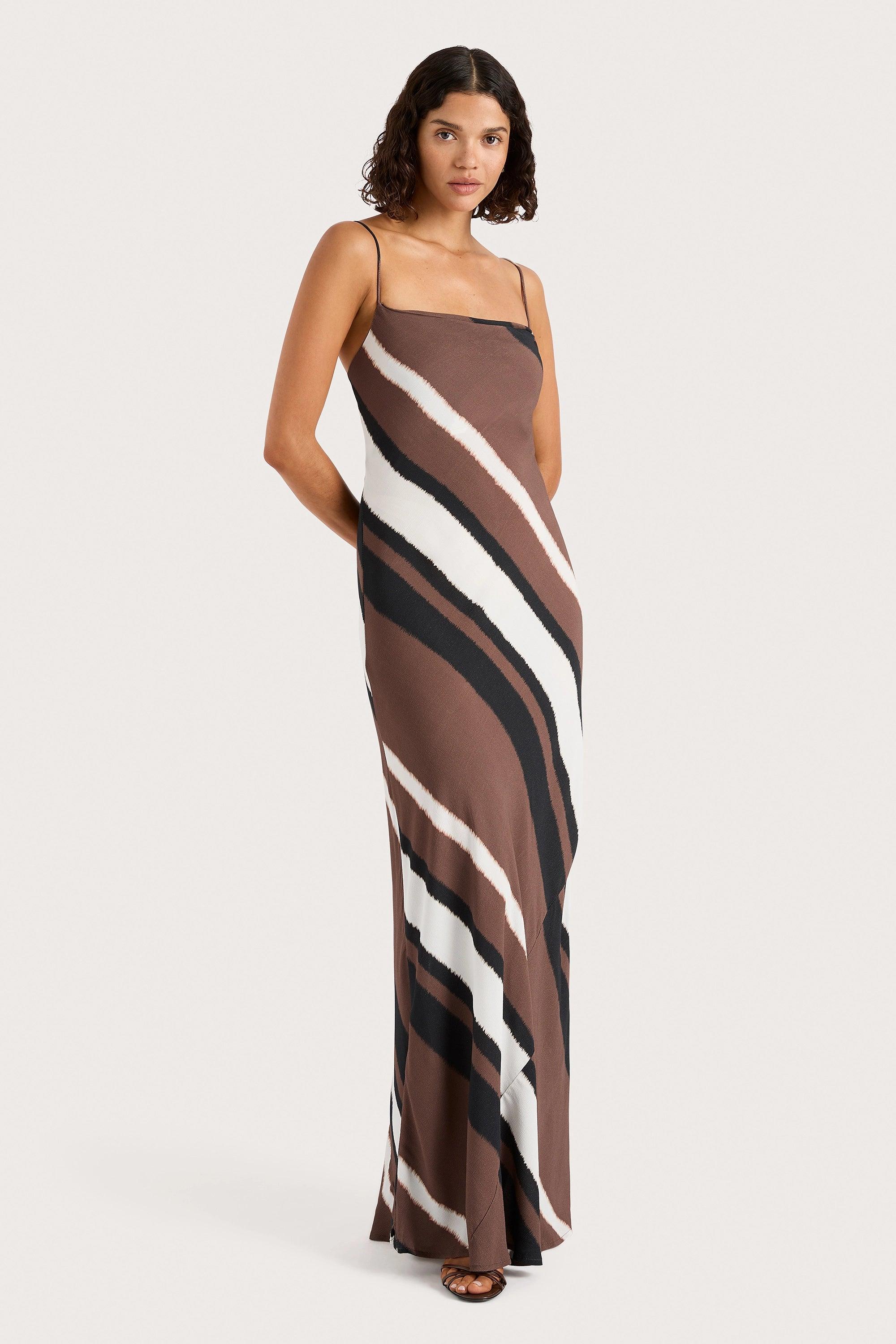 Sisudo Maxi Dress Futura Stripe Chocolate Product Image