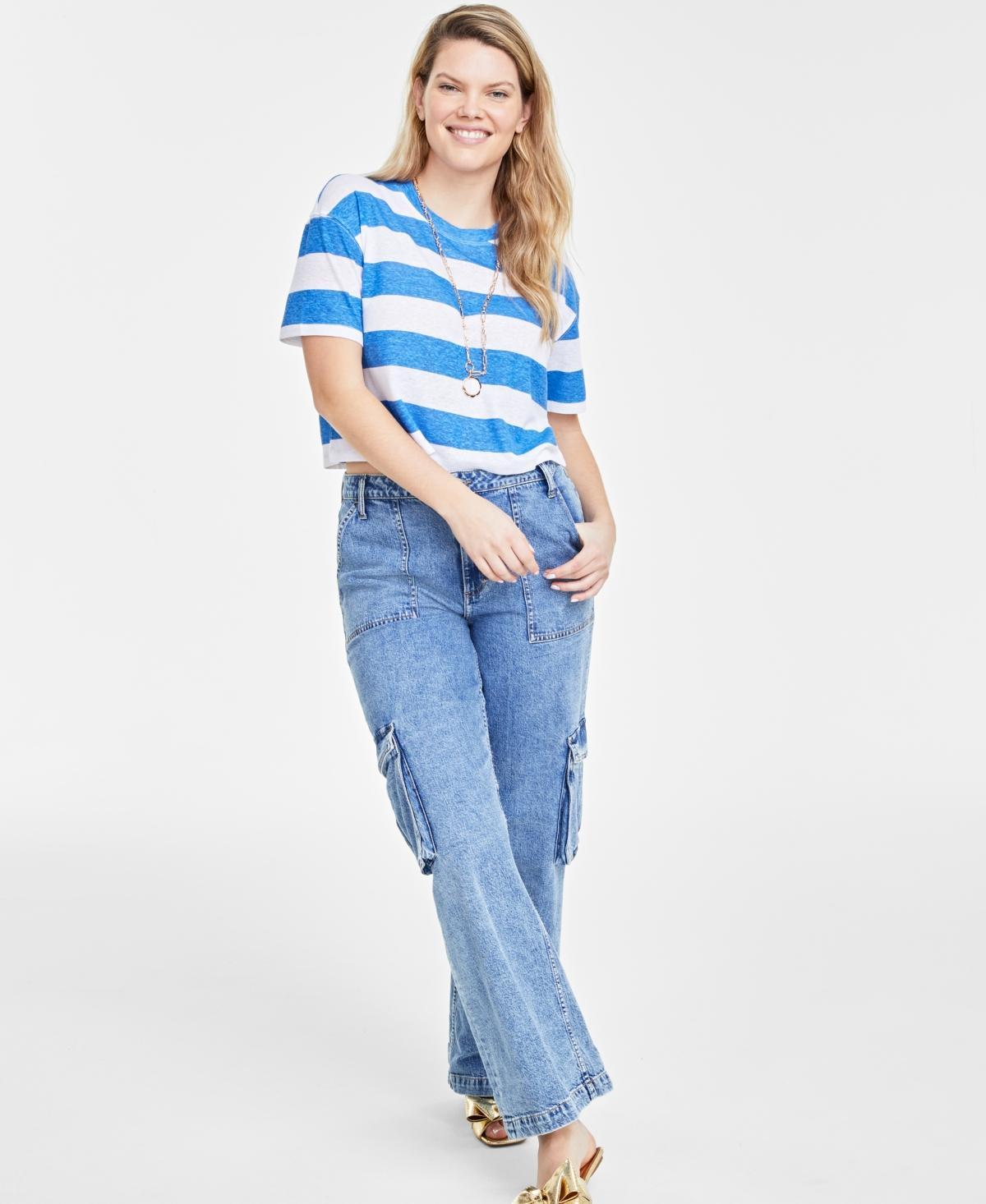 On 34th Womens Cropped Stripe T-Shirt, Created for Macys Product Image