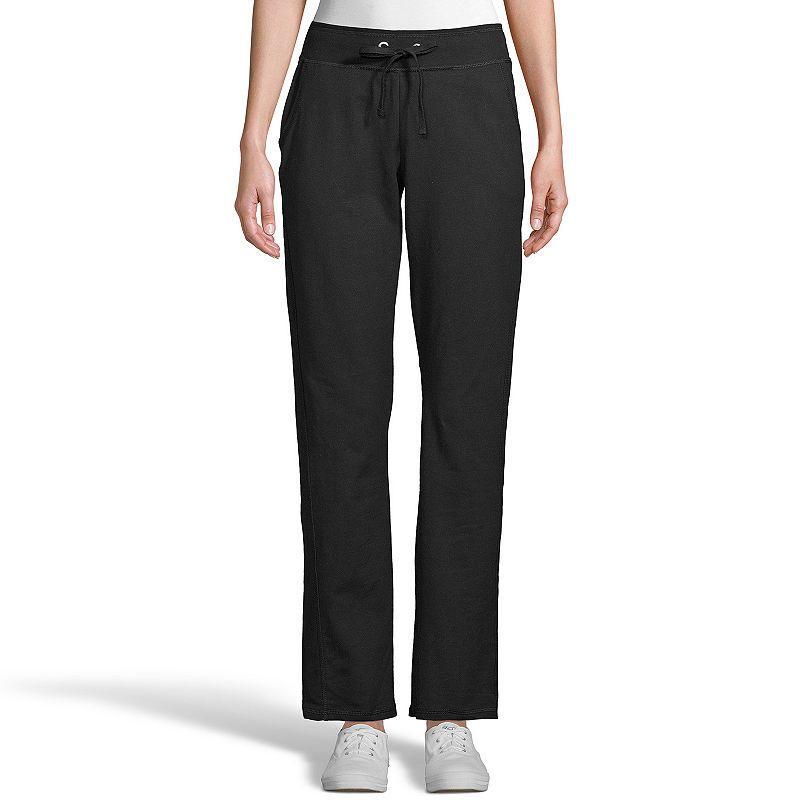 Womens Hanes Pocket French Terry Pants Black Product Image