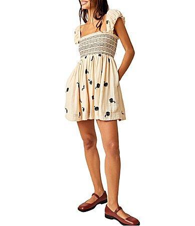 Free People Tory Embroidered Mini (Tea Combo) Women's Dress Product Image