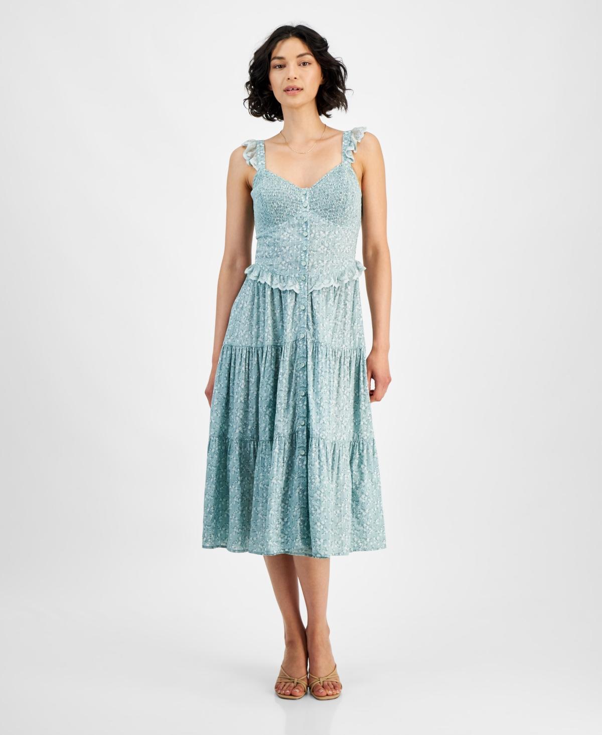 Women's Floral Tiered Lace-Trim Midi Dress, Created for Macy's Product Image