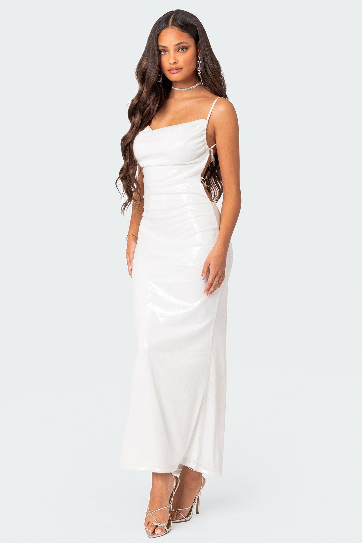 Nellie Sequin Open Back Maxi Dress Product Image