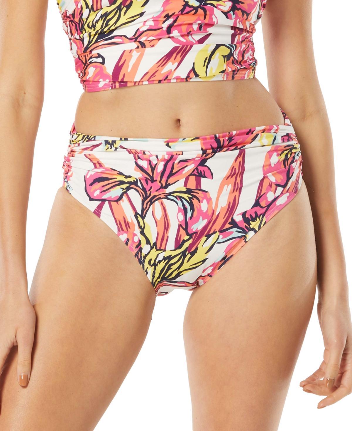 Carmen Marc Valvo Womens Classic Shirred-Waist Floral-Print Bikini Bottoms Product Image