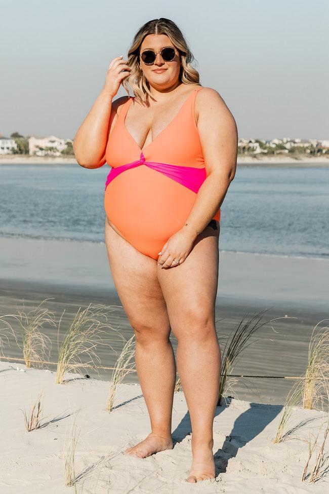 Kissed By The Sun Orange and Pink One Piece Swimsuit FINAL SALE Product Image