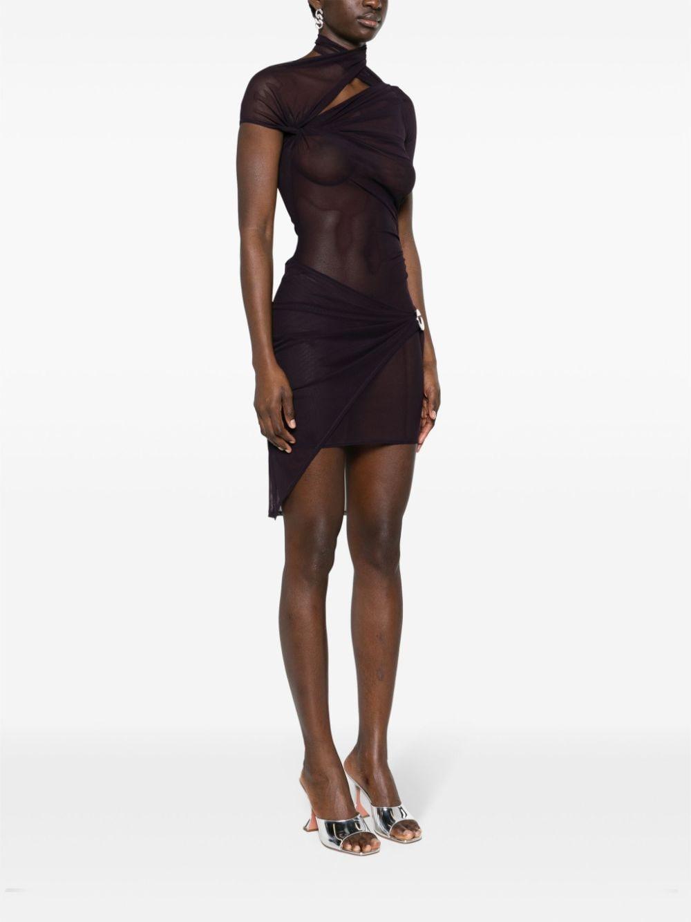 asymmetric sheer mesh dress Product Image