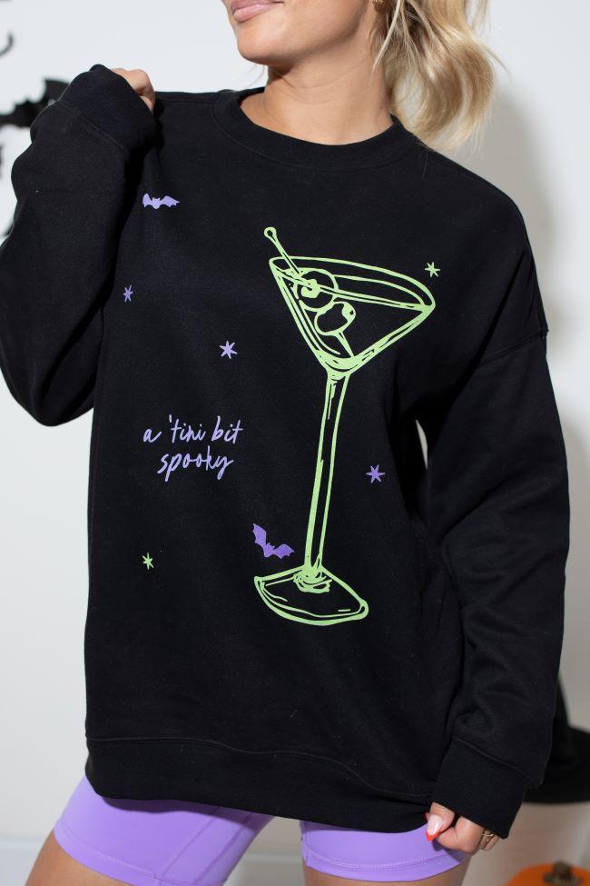 Tini Bit Spooky Black Oversized Graphic Sweatshirt Product Image