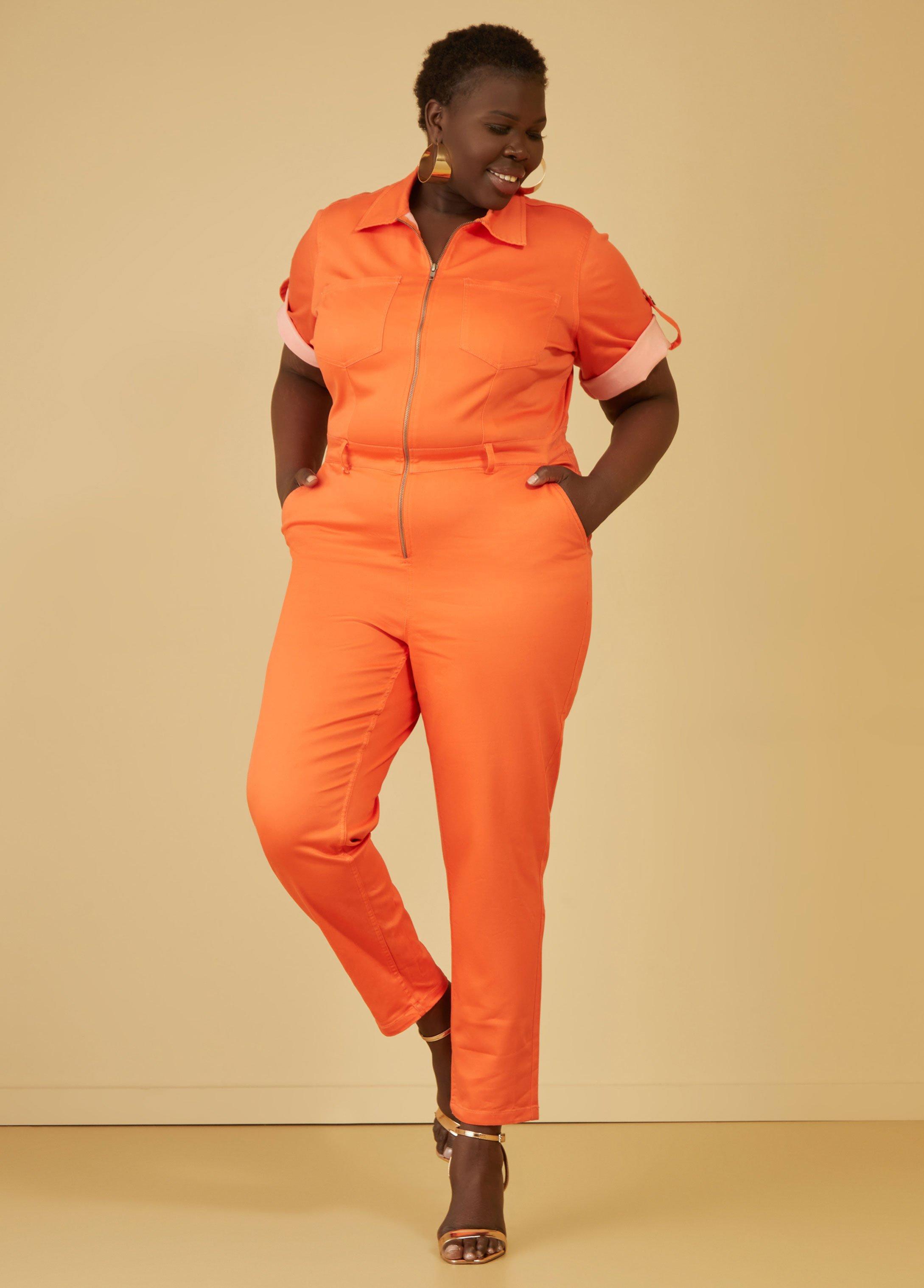 Cuffed Stretch Denim Jumpsuit Product Image