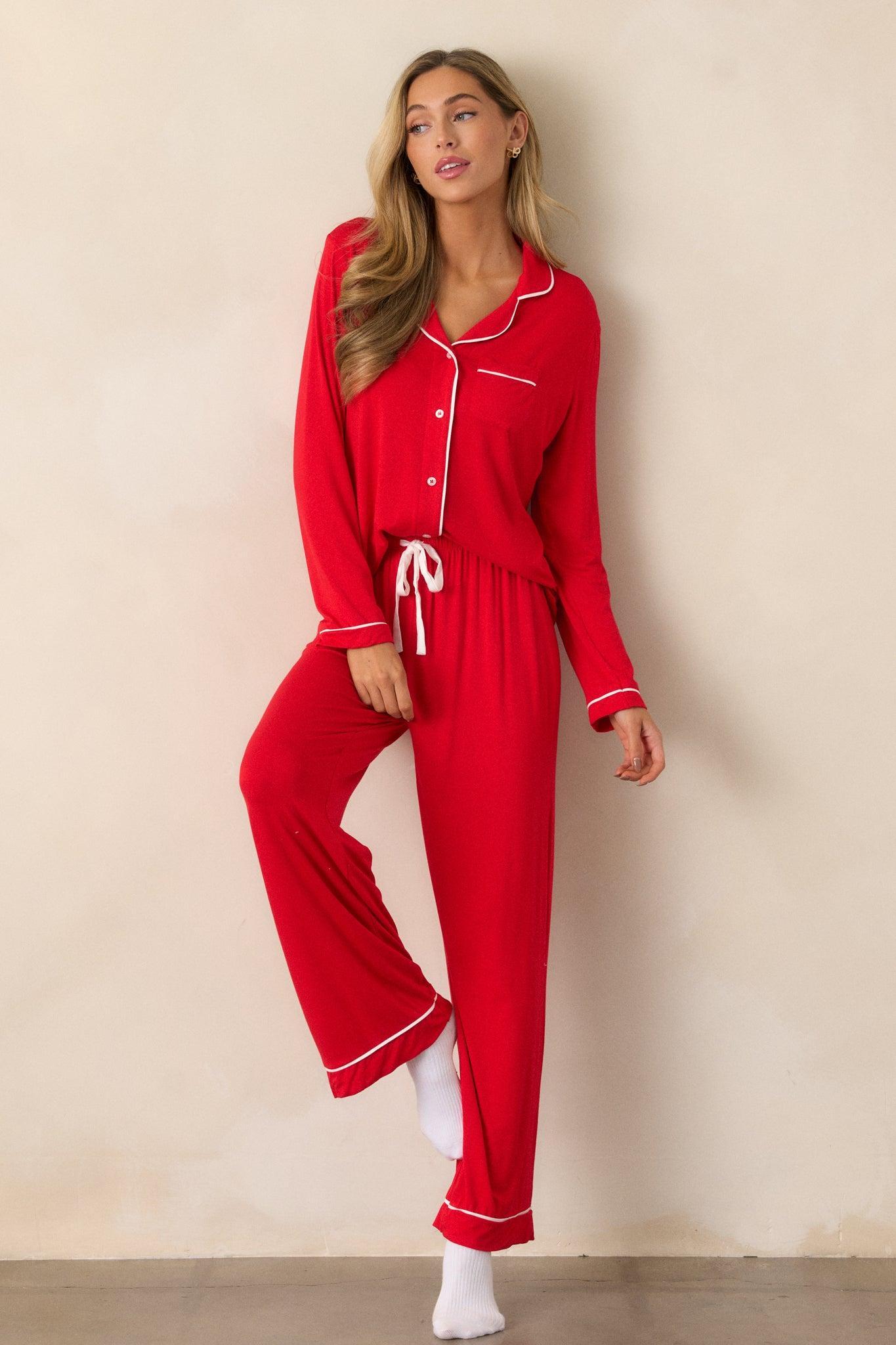 Canopy of Dreams Red Long Sleeve Pajama Top Product Image