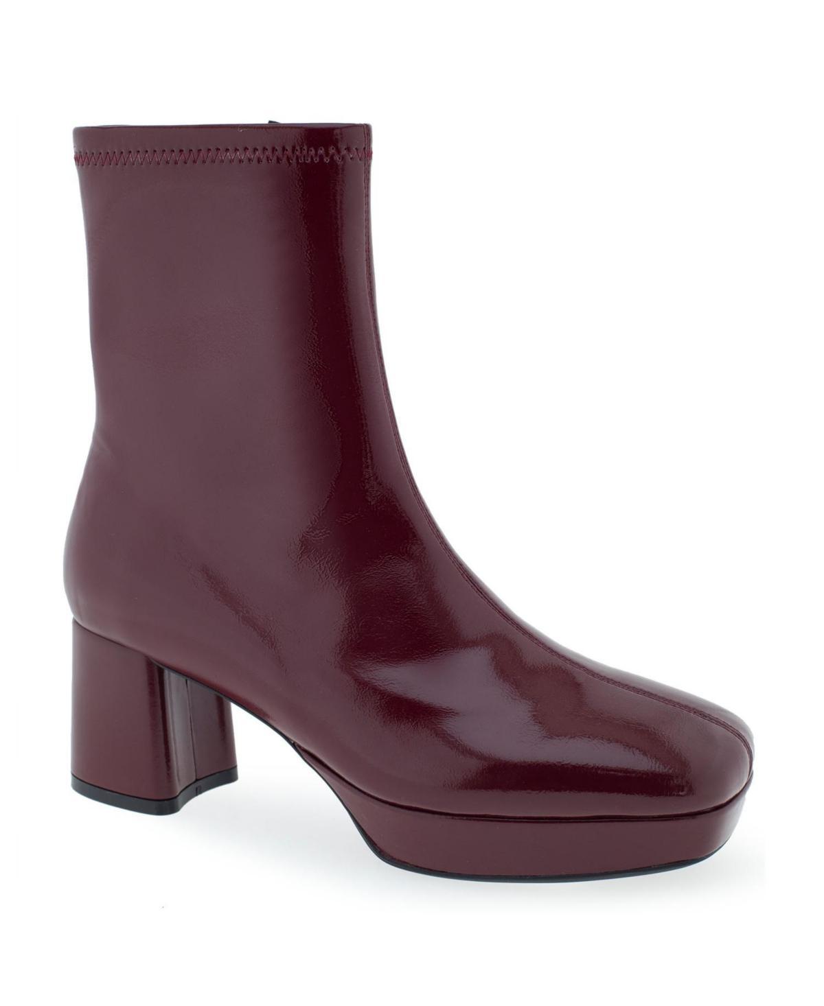 Aerosoles Sussex Womens Patent Faux Leather Ankle Boots Red Pu Leather Product Image