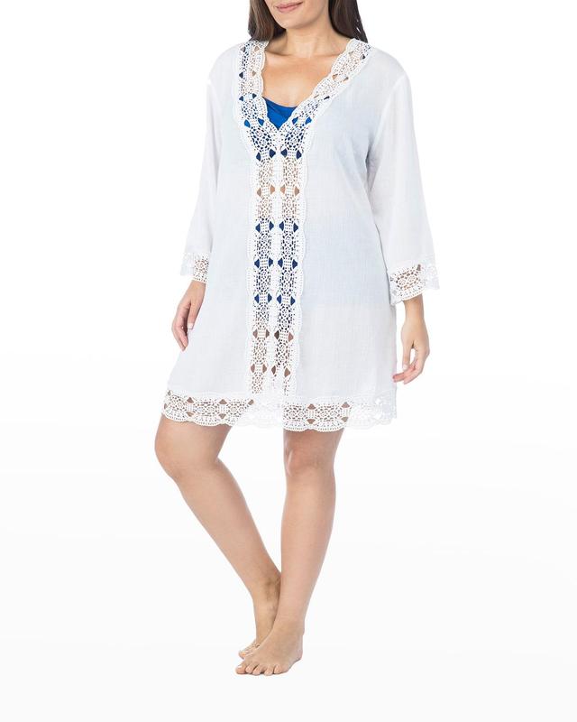 La Blanca Women's Plus Size V-Neck Tunic Swim Cover Up, White, 2X Product Image