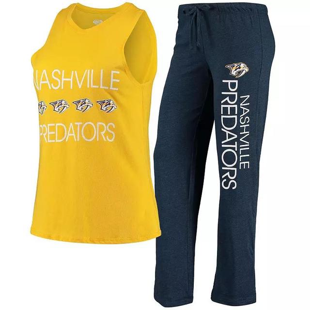 Womens Concepts Sport Gold/Navy Nashville Predators Meter Tank Top & Pants Sleep Set Pdt Blue Product Image