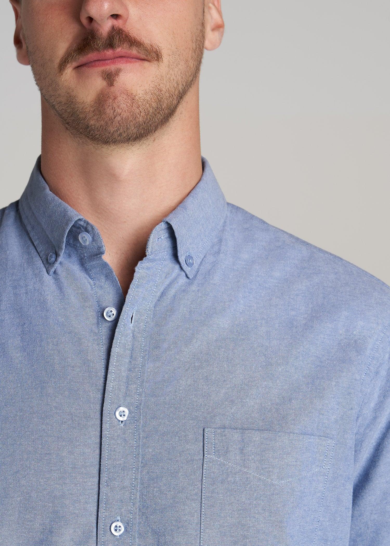 Washed Oxford Shirt for Tall Men in Dark Sky Blue Male Product Image