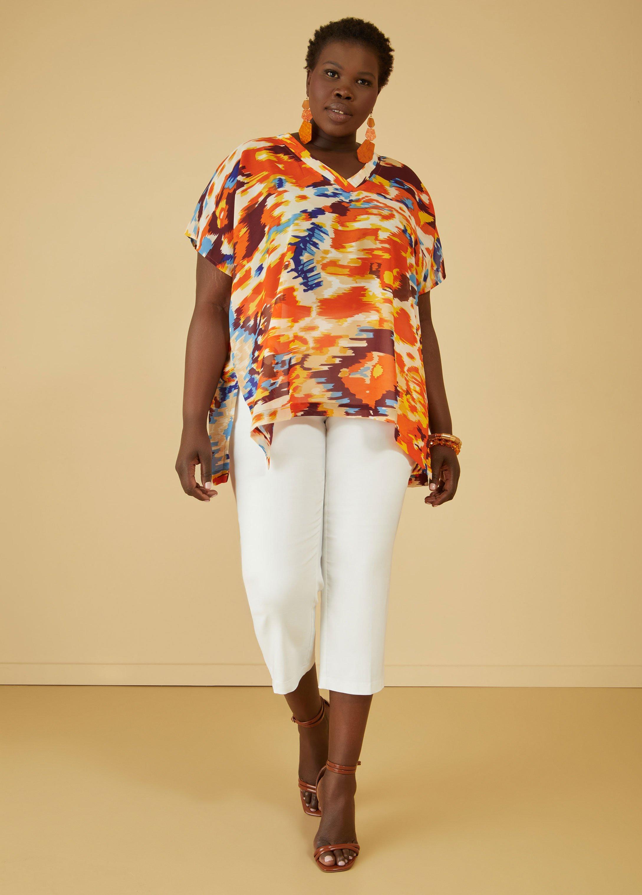 Plus Size Printed Chiffon Blouse Ashley Stewart Product Image