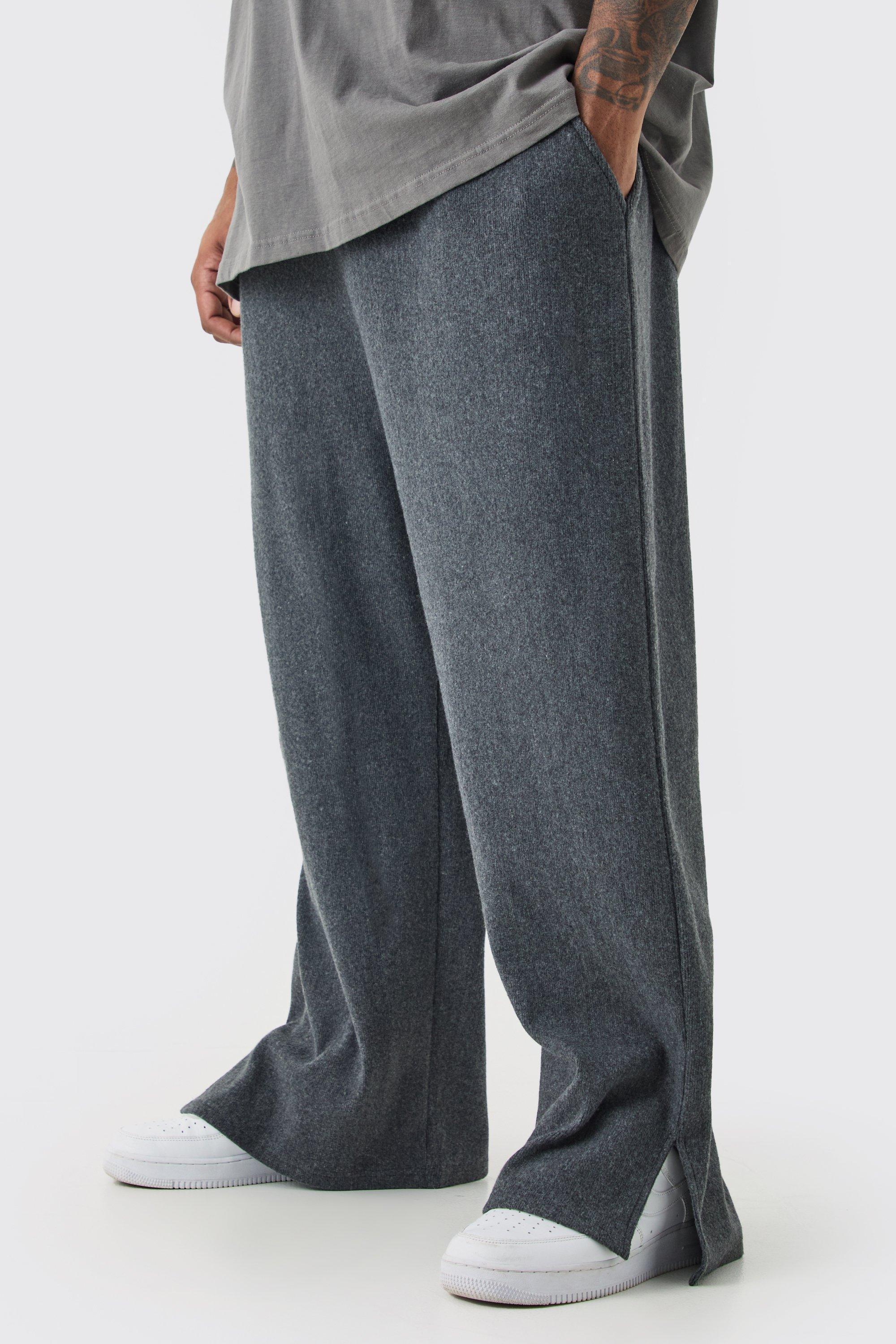 Plus Brushed Rib Ottoman Relaxed Split Hem Jogger | boohooMAN USA Product Image