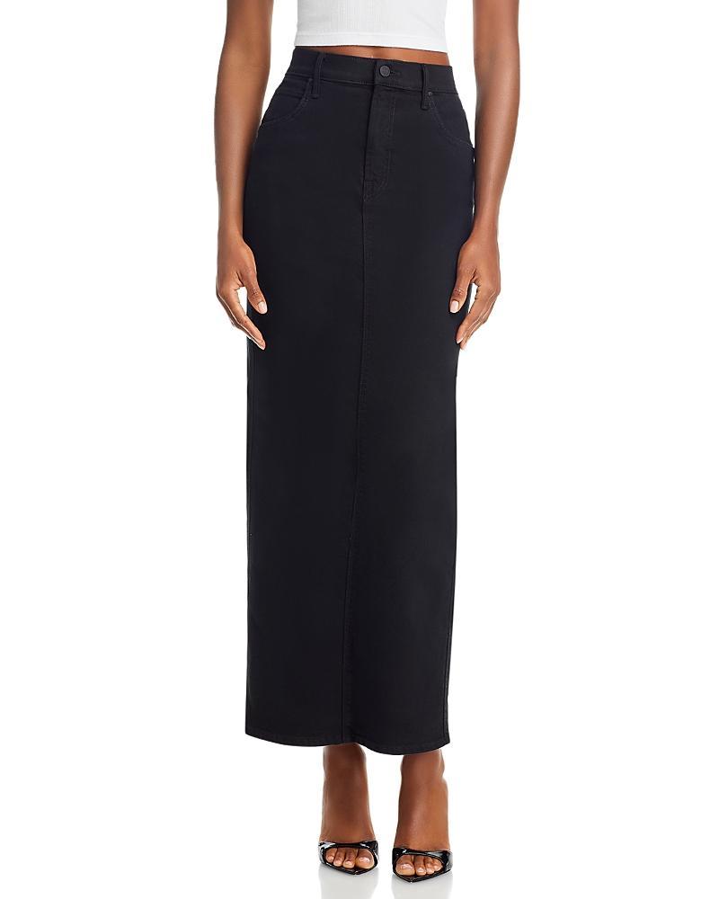 Mother The Flagpole Denim Maxi Skirt in Pitch product image