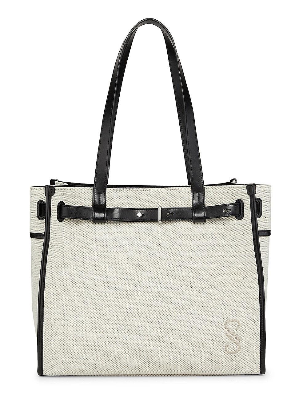 Womens Canvas & Leather Belted Tote Product Image