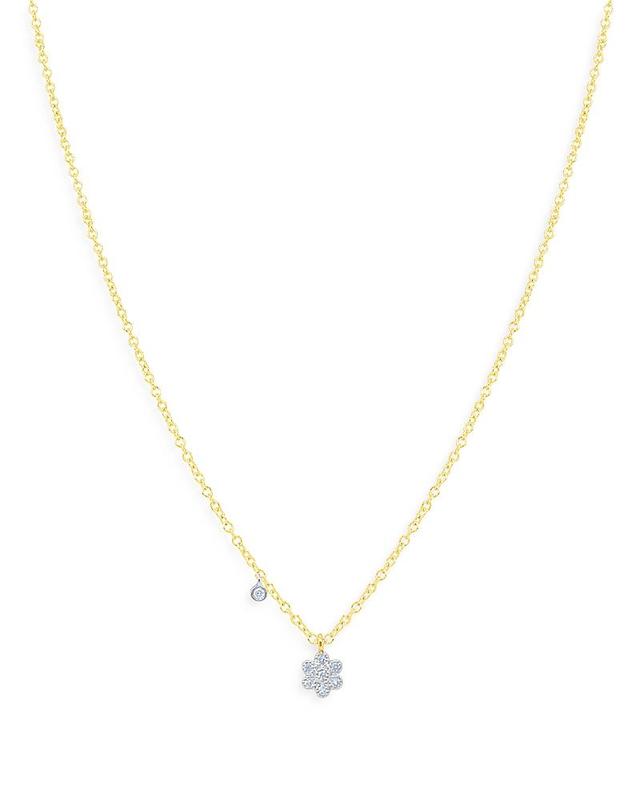 Womens MiniTwo-Tone 14K Gold & .04 TCW Diamond Flower Necklace Product Image