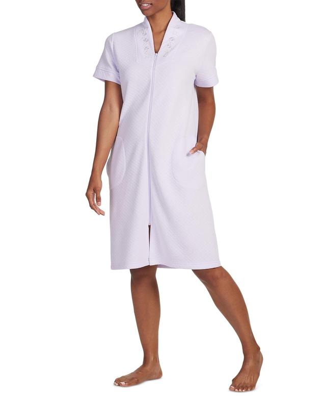 Miss Elaine Womens Short-Sleeve Zip-Front Robe Product Image