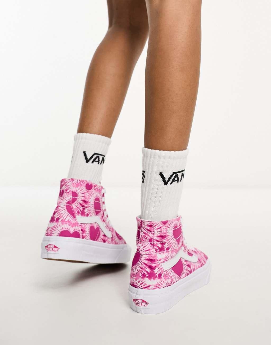 Vans UA SK8-Hi Tapered heart print sneakers in pink  Product Image