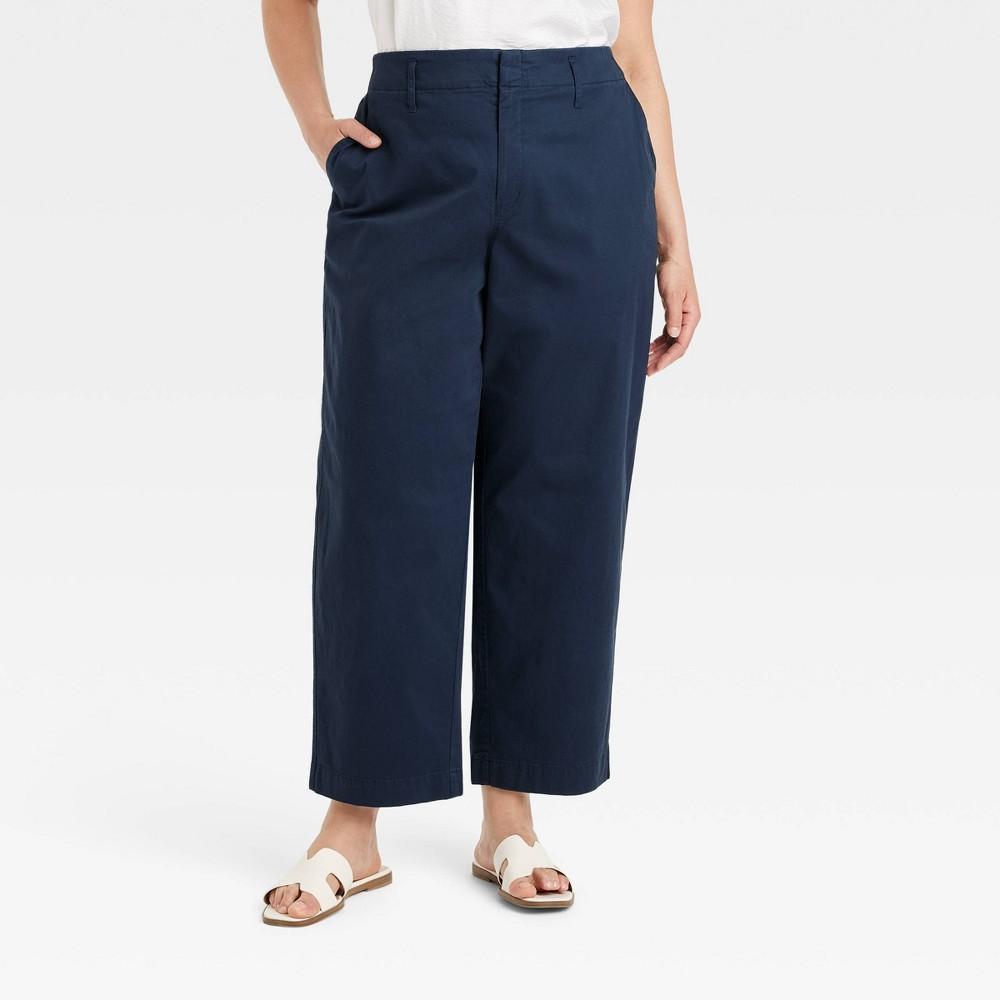 Womens High-Rise Straight Ankle Chino Pants - A New Day Navy 17 Product Image