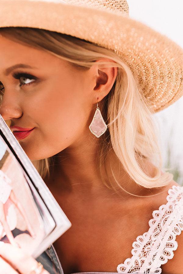 Kendra Scott Alex Gold Drop Earrings in Rose Quartz Product Image