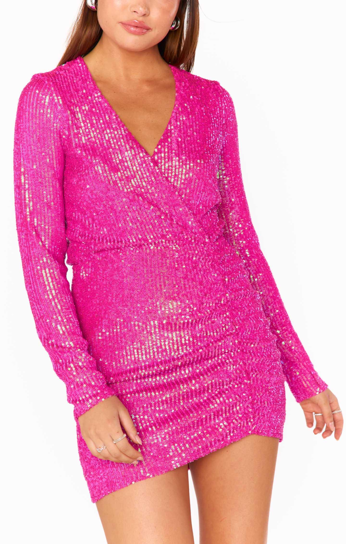 Party Hop Dress ~ Pink Disco Sequins Product Image