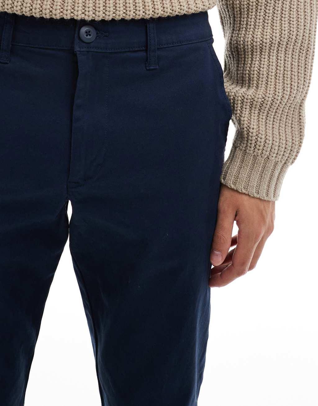 ASOS DESIGN tapered chinos in navy Product Image