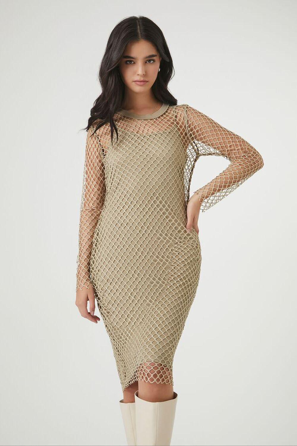 Netted Glitter Knit Combo Dress | Forever 21 Product Image