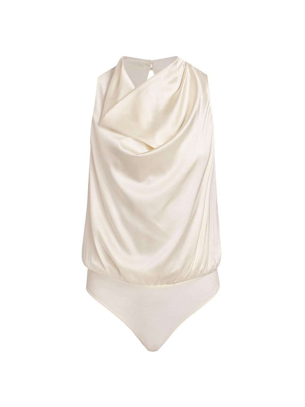 Womens Noreen Silk-Blend Drape Bodysuit Product Image