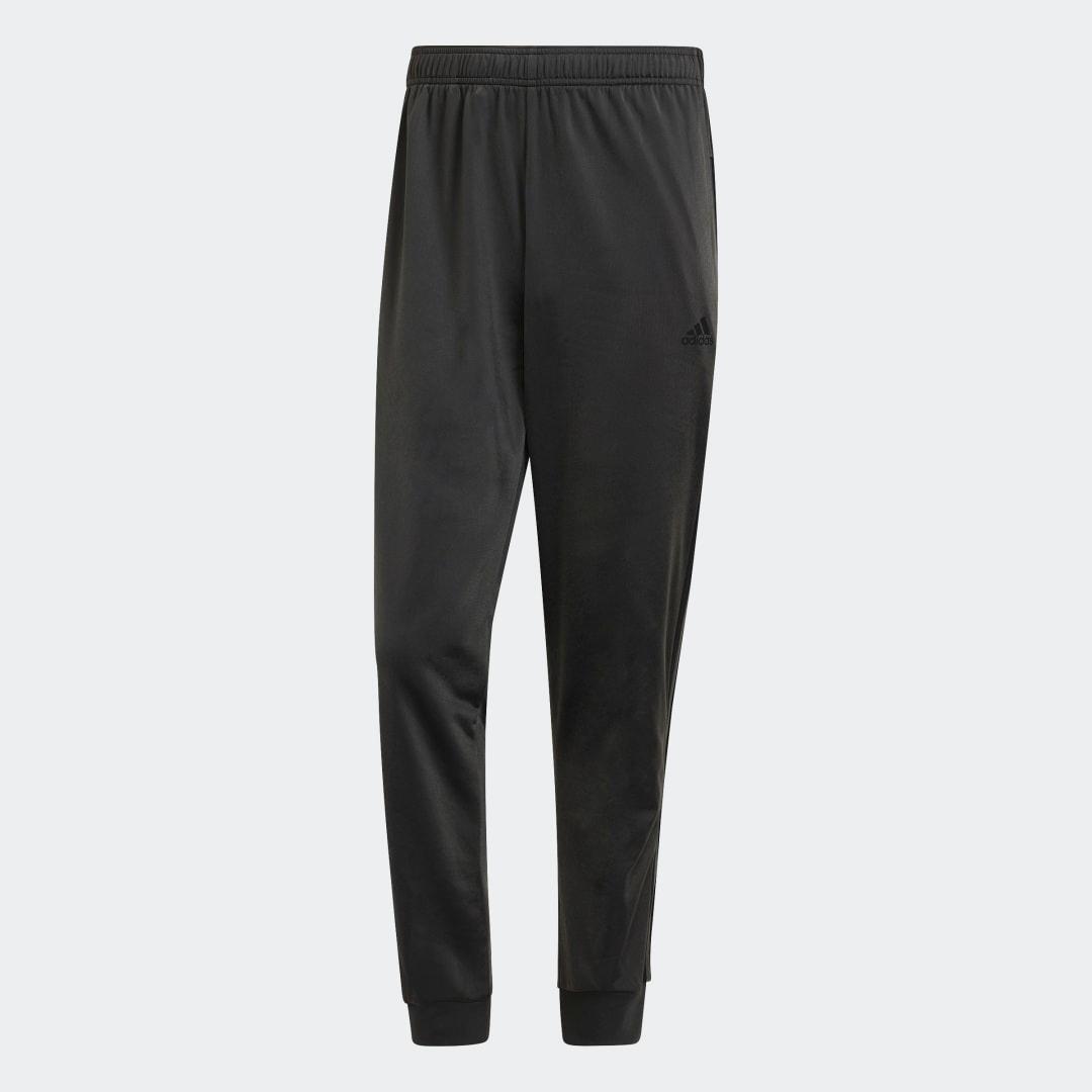 adidas Mens Essentials Warm-Up Tapered 3-Stripes Track Pants - Black/Black Product Image