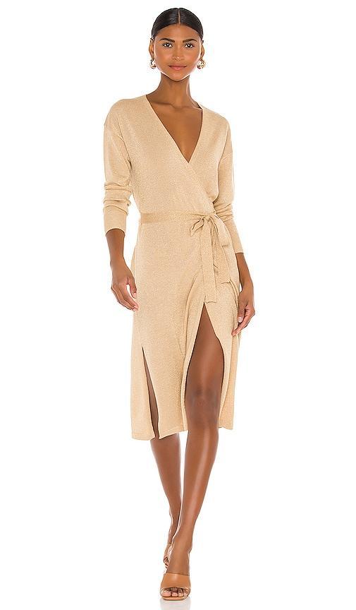 Lovers and Friends Azita Wrap Dress in Gold Product Image