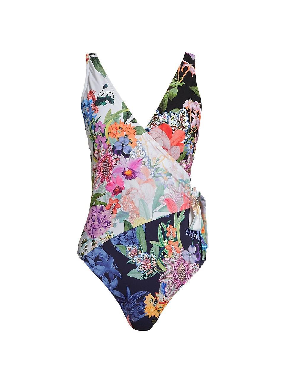 Womens Neon Jungle Wrap One-Piece Swimsuit Product Image