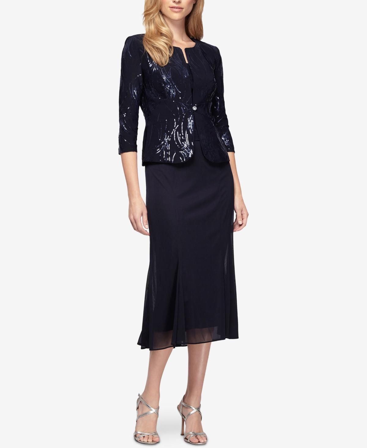 Alex Evenings Sequin Midi Dress with Jacket Product Image