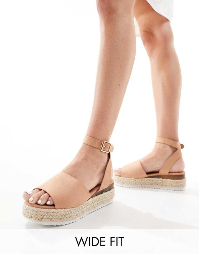 Truffle Collection wide fit flatform espadrilles in beige Product Image