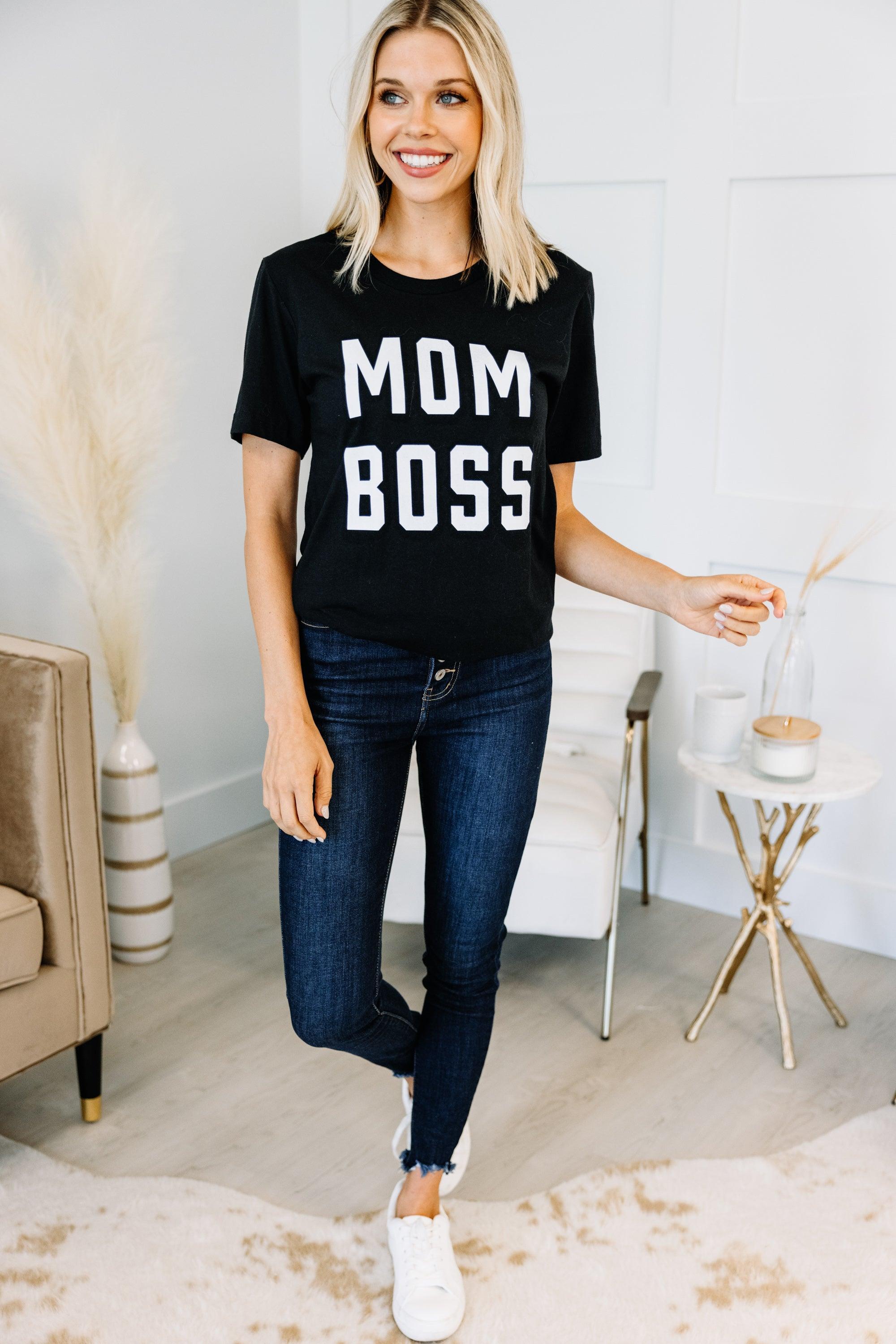 Mom Boss Black Graphic Tee Female Product Image