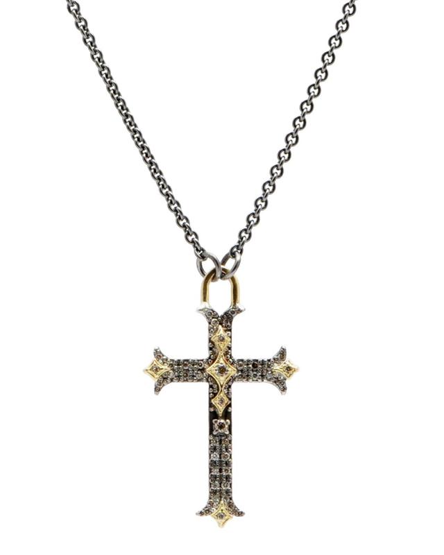 Old World Diamond Small Cross Pendant Necklace Product Image