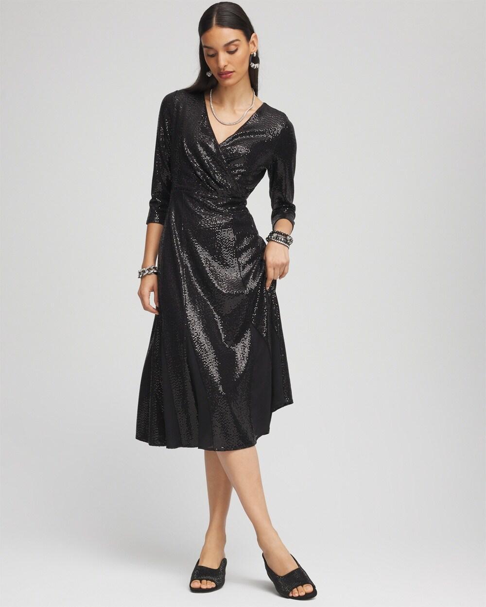 Surplice Sequin Midi Dress Product Image