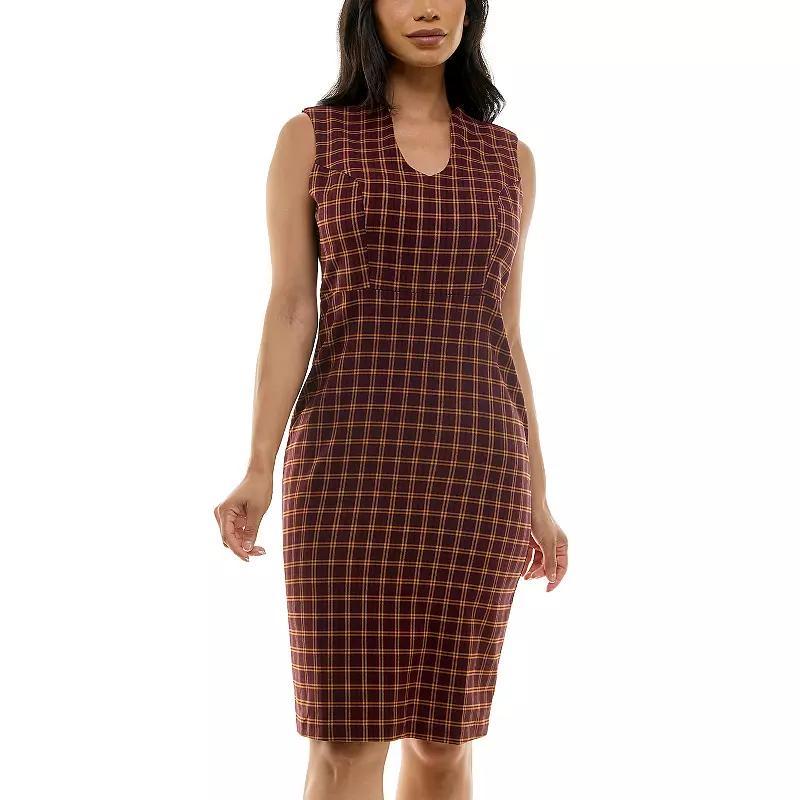 Womens Nina Leonard U-Neck Midi Dress Red Mustard product image