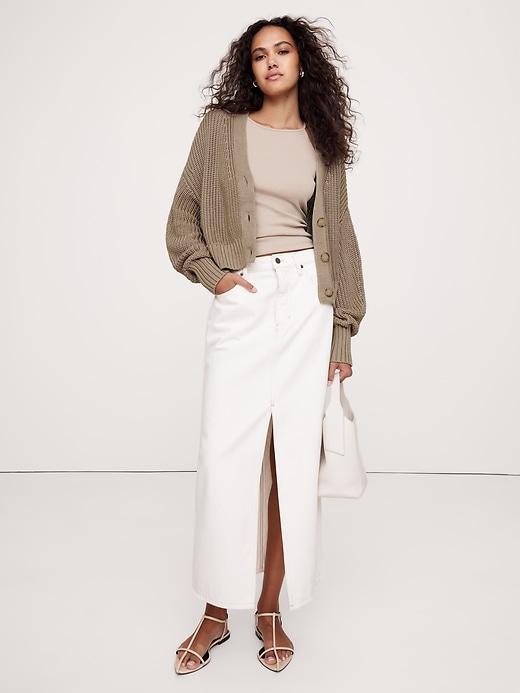 Oversized Cropped Cotton Cardigan Product Image