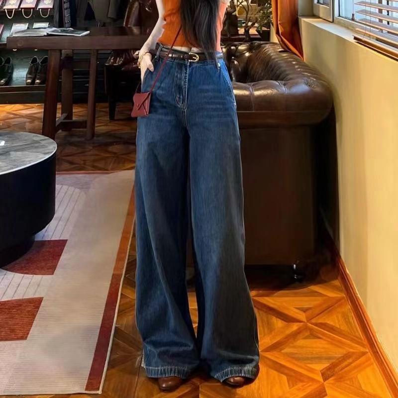 High Rise Washed Wide Leg Jeans Product Image