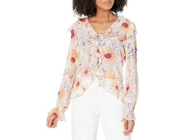 PAIGE Dorit Floral Silk Peplum Blouse Product Image