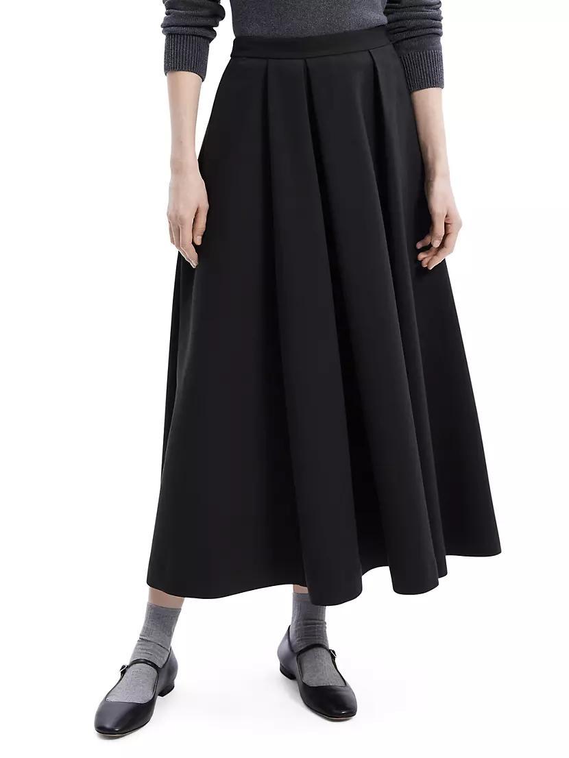 Irregular Pleat Crepe Midi-Skirt Product Image